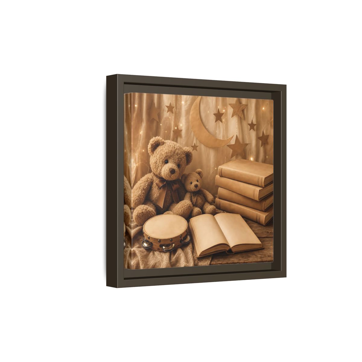 Side Mockup 20. Teddy Bears Storytime shown as framed canvas print