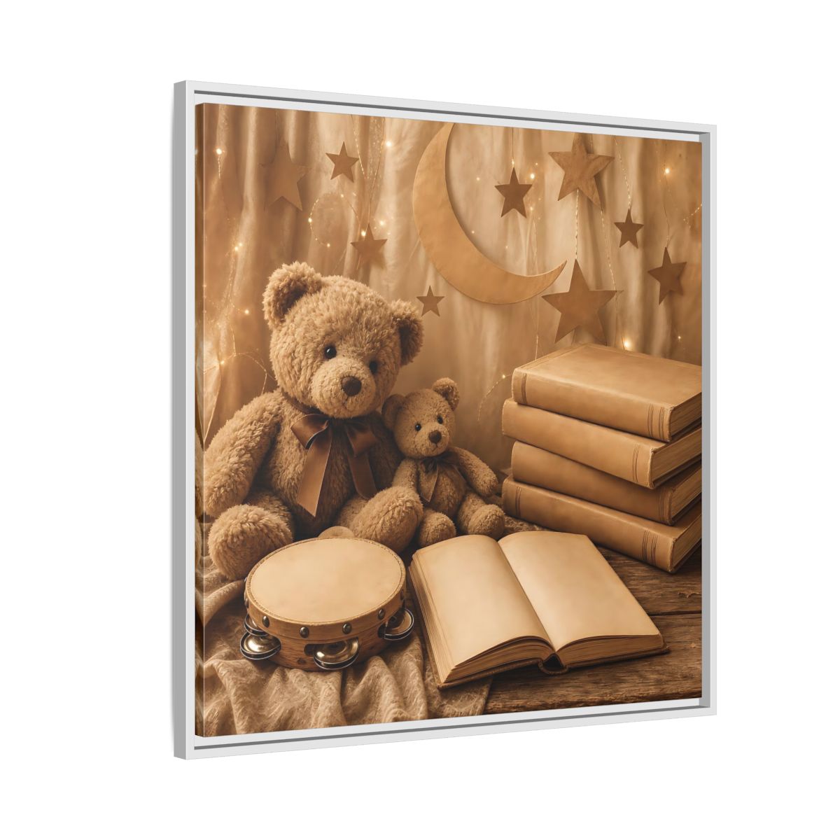 Side Mockup 7. Teddy Bears Storytime shown as framed canvas print