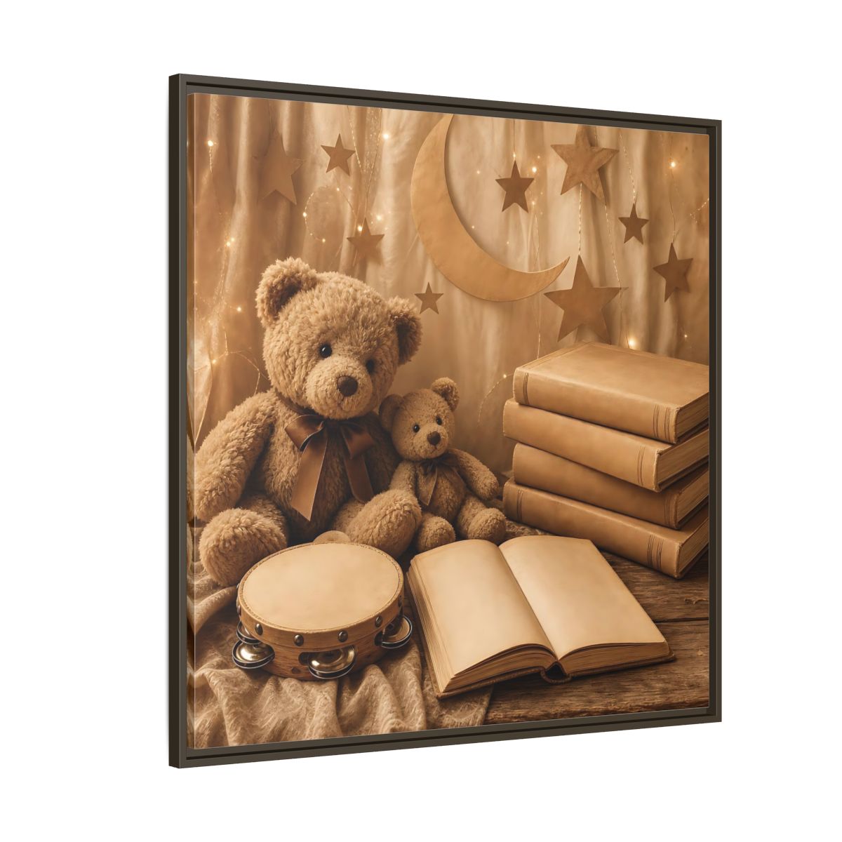 Side Mockup 5. Teddy Bears Storytime shown as framed canvas print