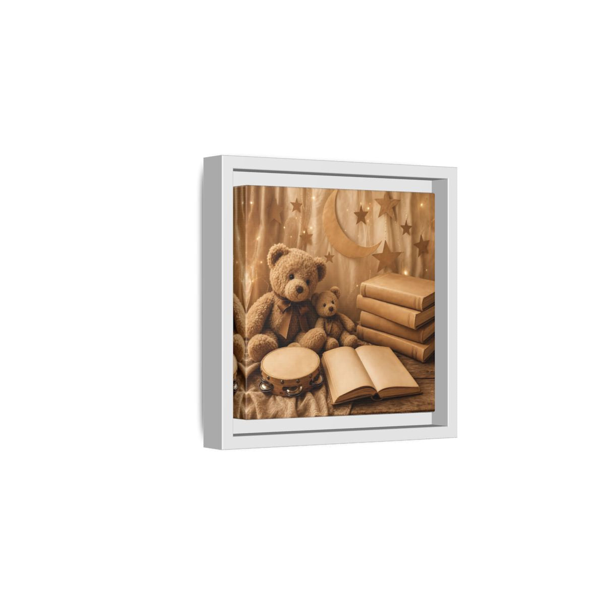 Side Mockup 1. Teddy Bears Storytime shown as framed canvas print