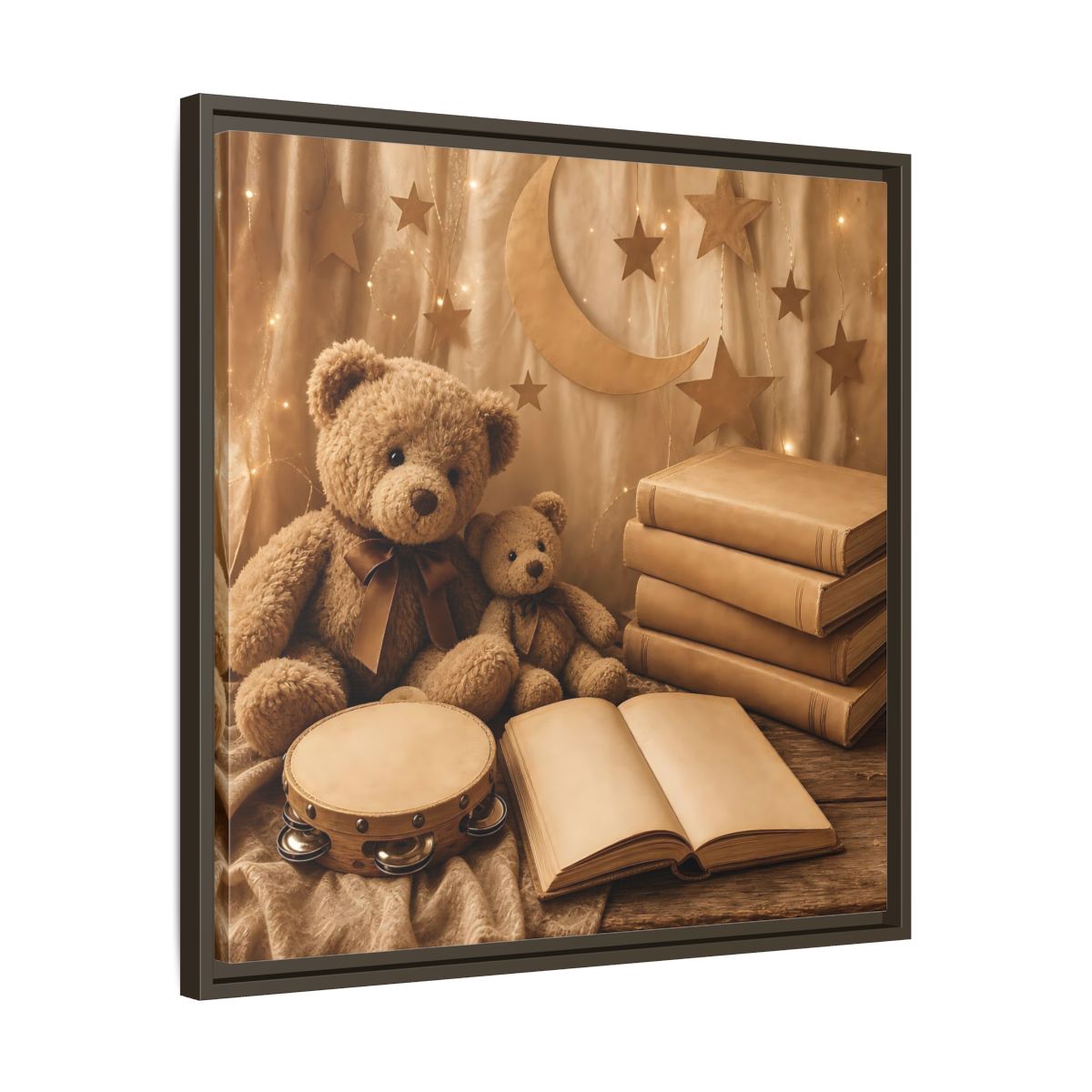 Side Mockup 27. Teddy Bears Storytime shown as framed canvas print
