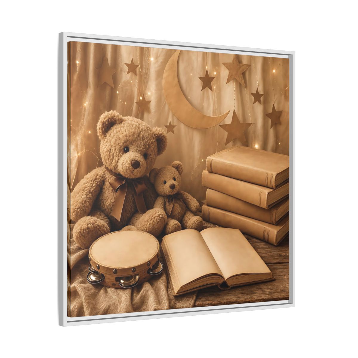Side Mockup 25. Teddy Bears Storytime shown as framed canvas print