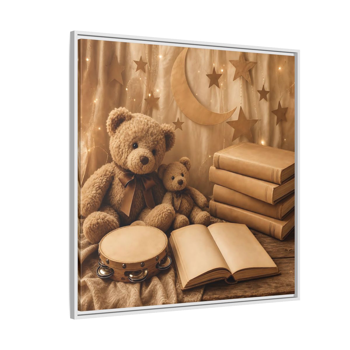 Side Mockup 4. Teddy Bears Storytime shown as framed canvas print