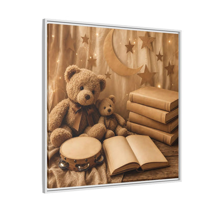 Side Mockup 4. Teddy Bears Storytime shown as framed canvas print