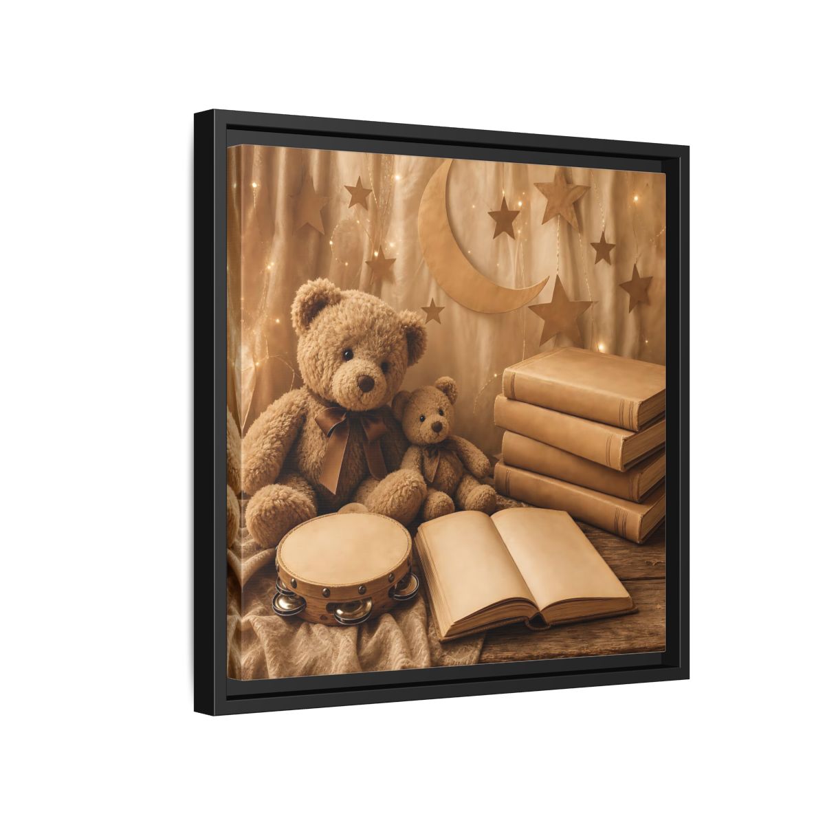 Side Mockup 15. Teddy Bears Storytime shown as framed canvas print