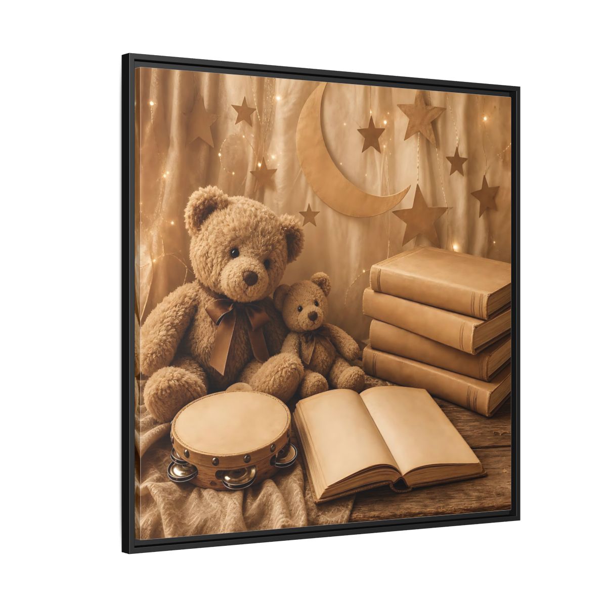 Side Mockup 6. Teddy Bears Storytime shown as framed canvas print