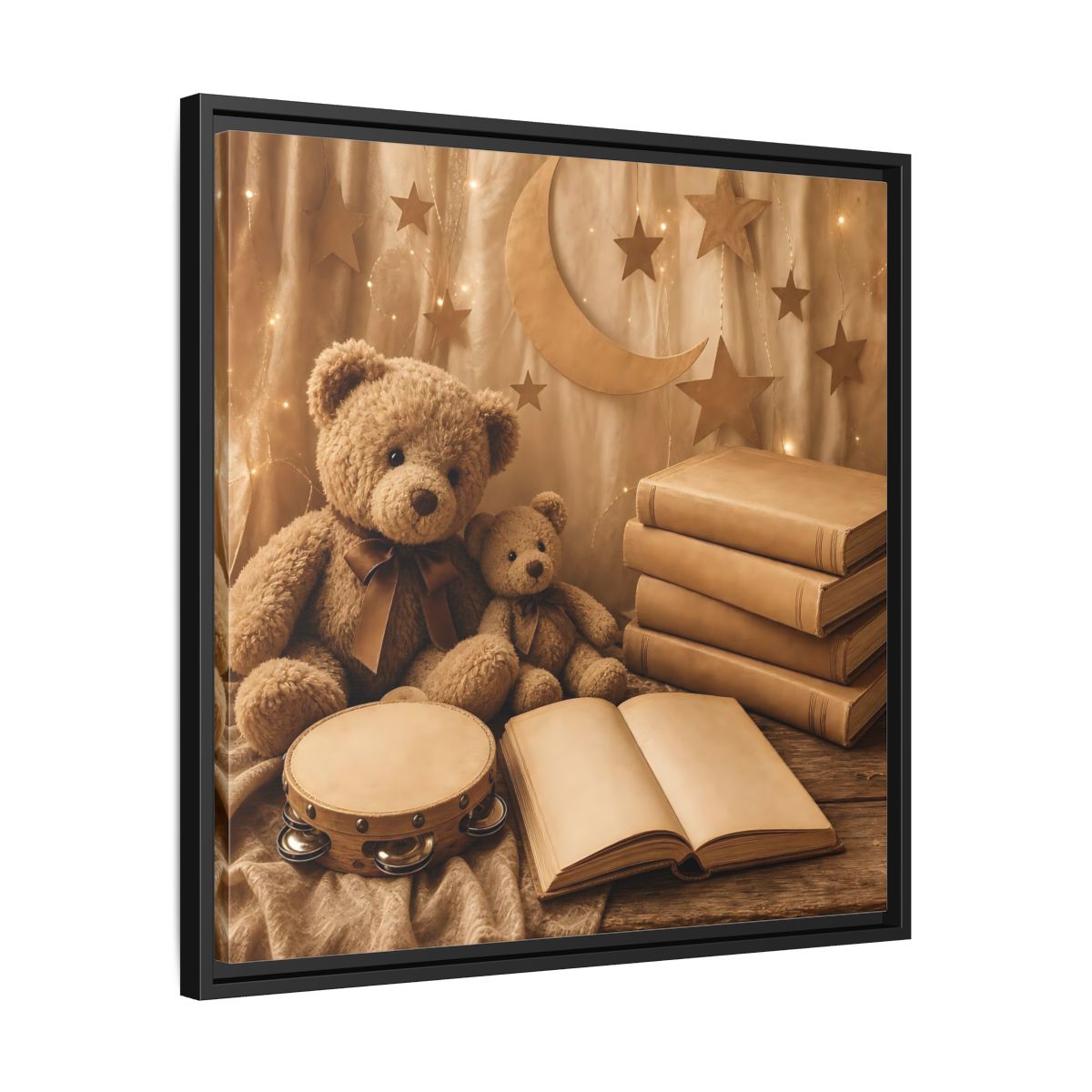 Side Mockup 31. Teddy Bears Storytime shown as framed canvas print