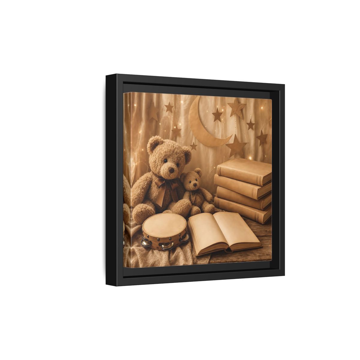 Side Mockup 21. Teddy Bears Storytime shown as framed canvas print