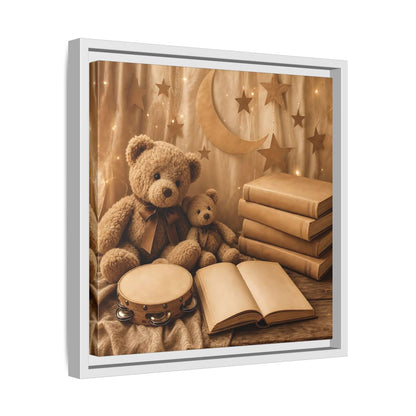Side Mockup 28. Teddy Bears Storytime shown as framed canvas print