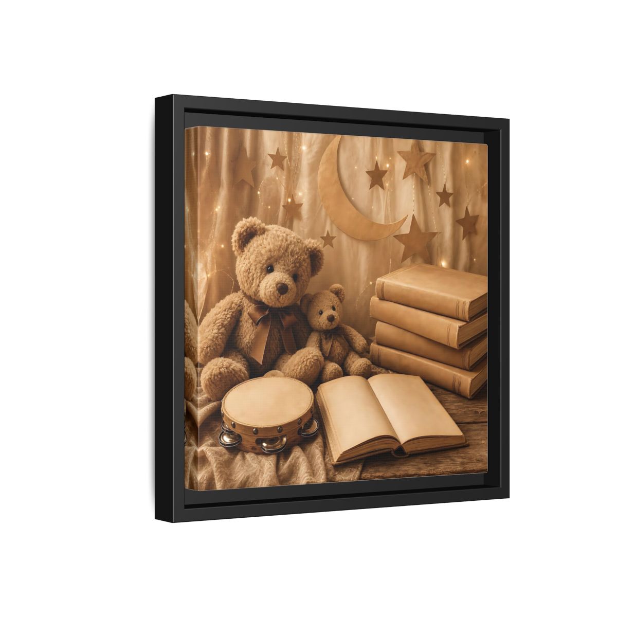 Side Mockup 18. Teddy Bears Storytime shown as framed canvas print