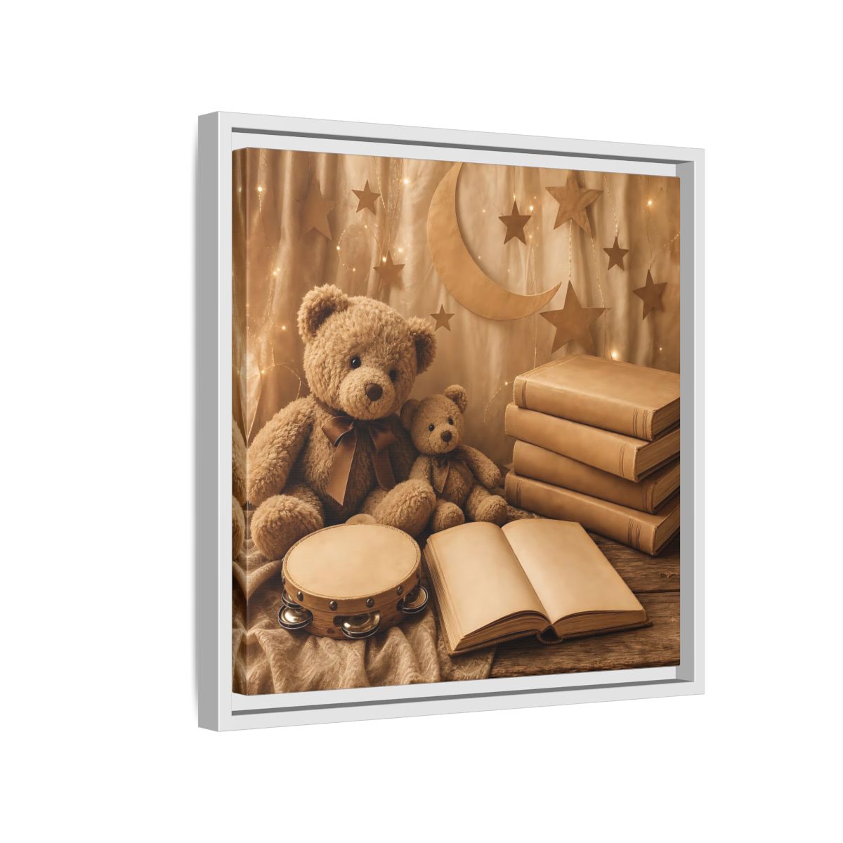 Side Mockup 13. Teddy Bears Storytime shown as framed canvas print