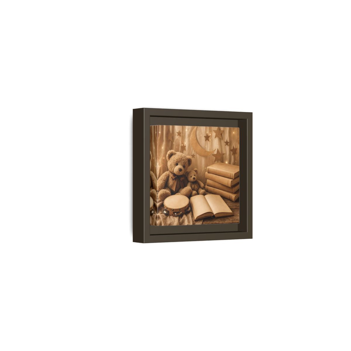 Side Mockup 23. Teddy Bears Storytime shown as framed canvas print