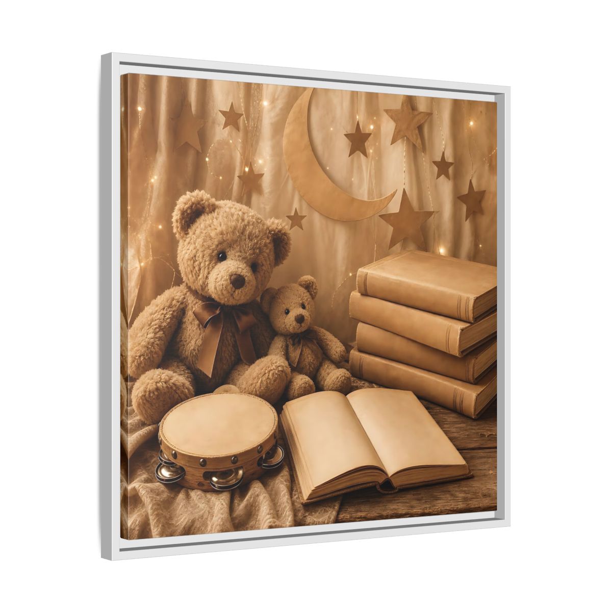 Side Mockup 26. Teddy Bears Storytime shown as framed canvas print