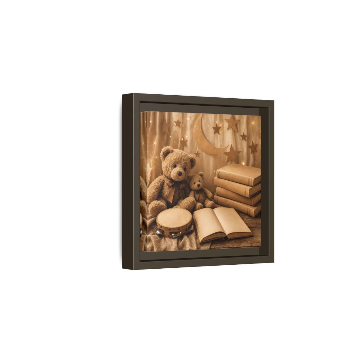 Side Mockup 2. Teddy Bears Storytime shown as framed canvas print