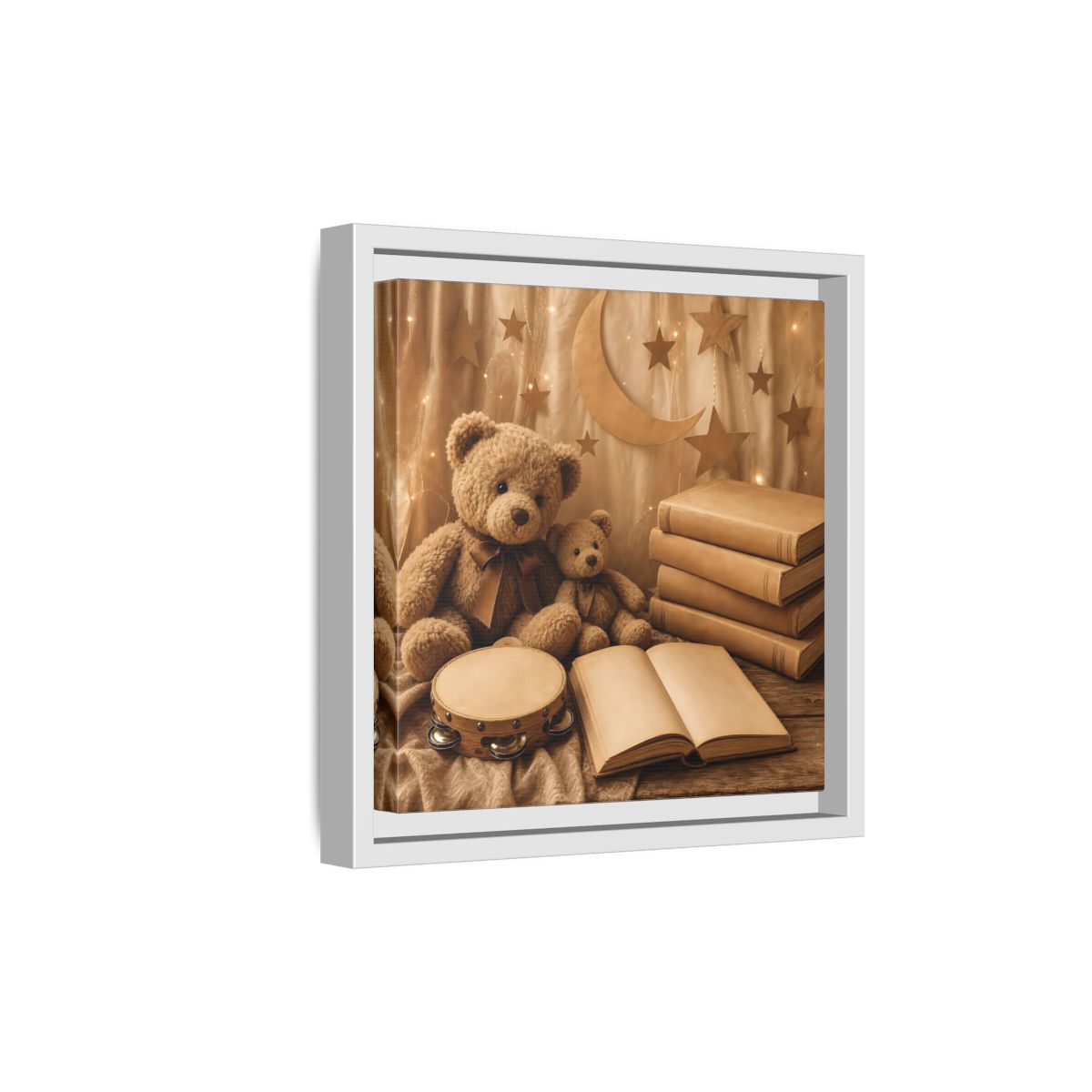 Side Mockup 19. Teddy Bears Storytime shown as framed canvas print