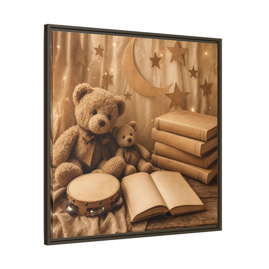 Main Mockup. Teddy Bears Storytime shown as framed canvas print