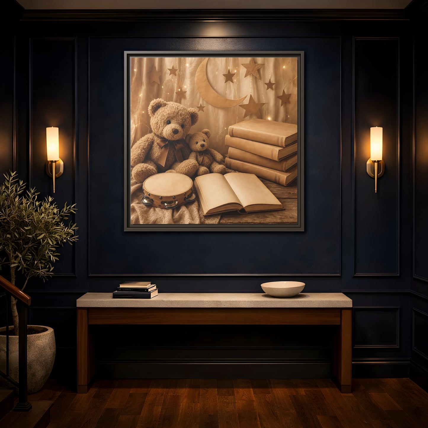 Mockup 4. Teddy Bears Storytime shown as framed canvas print