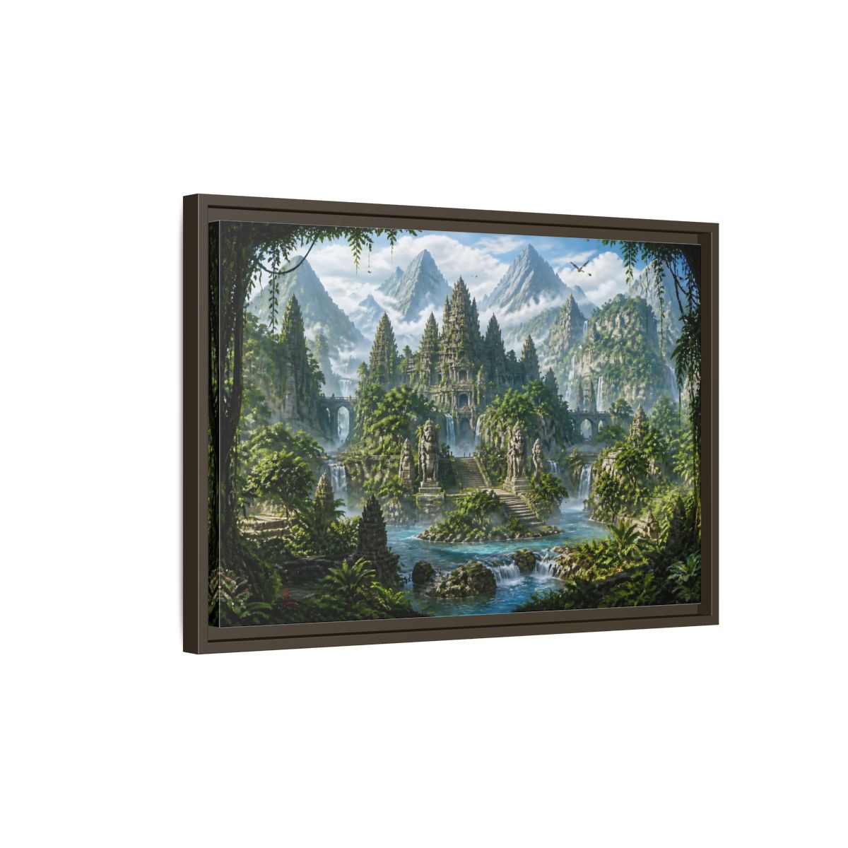 Side Mockup 2. Temple Of The Lost Kingdom shown as framed canvas print