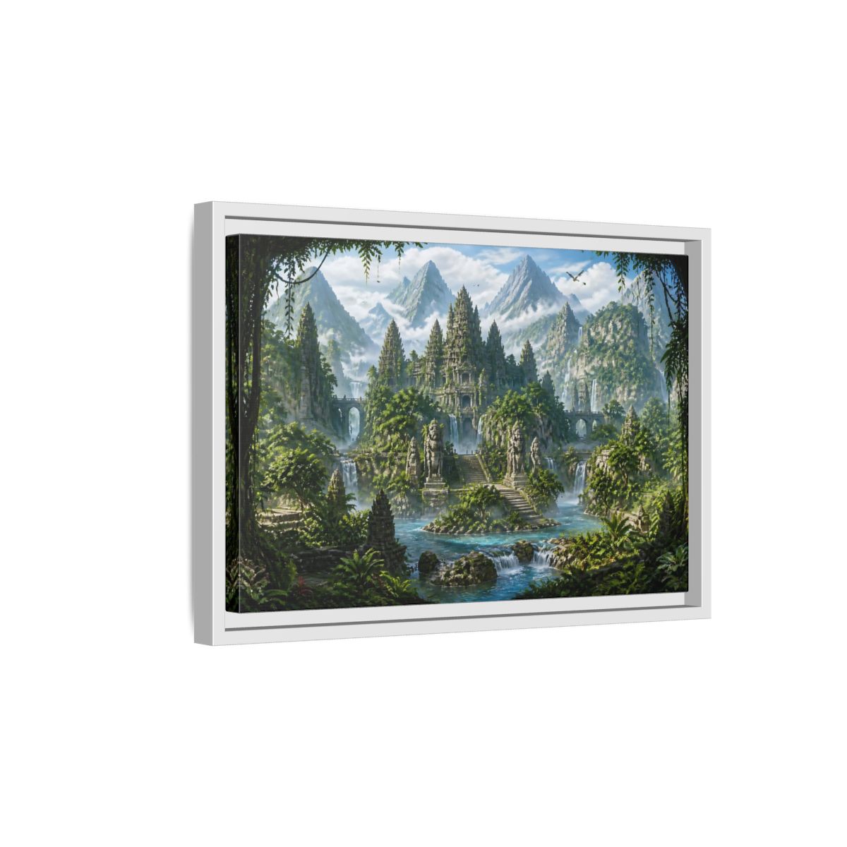 Side Mockup 4. Temple Of The Lost Kingdom shown as framed canvas print