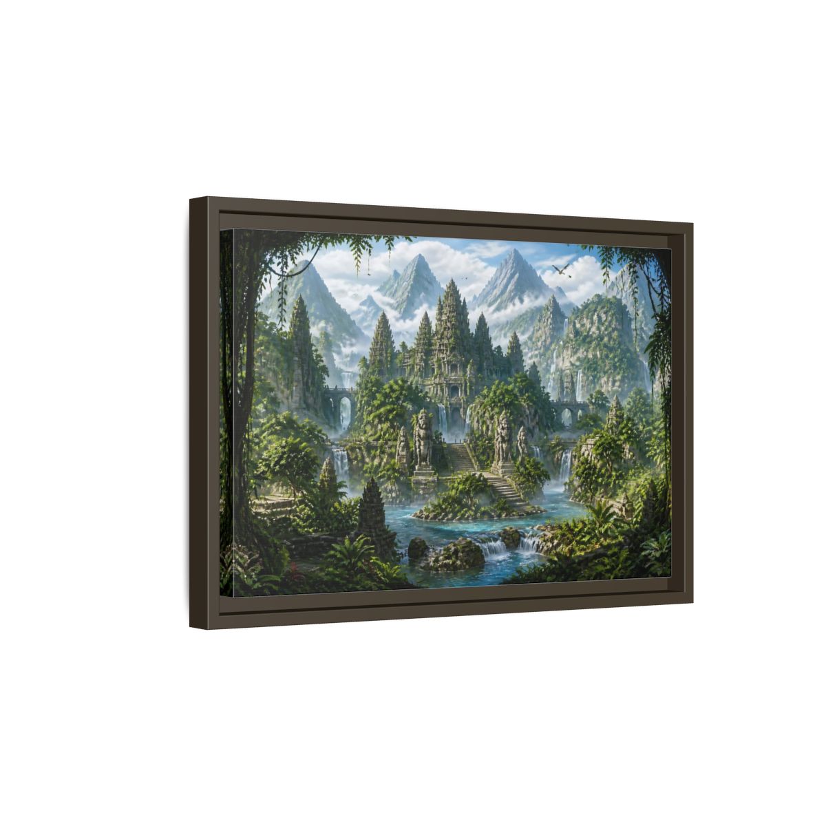 Side Mockup 5. Temple Of The Lost Kingdom shown as framed canvas print