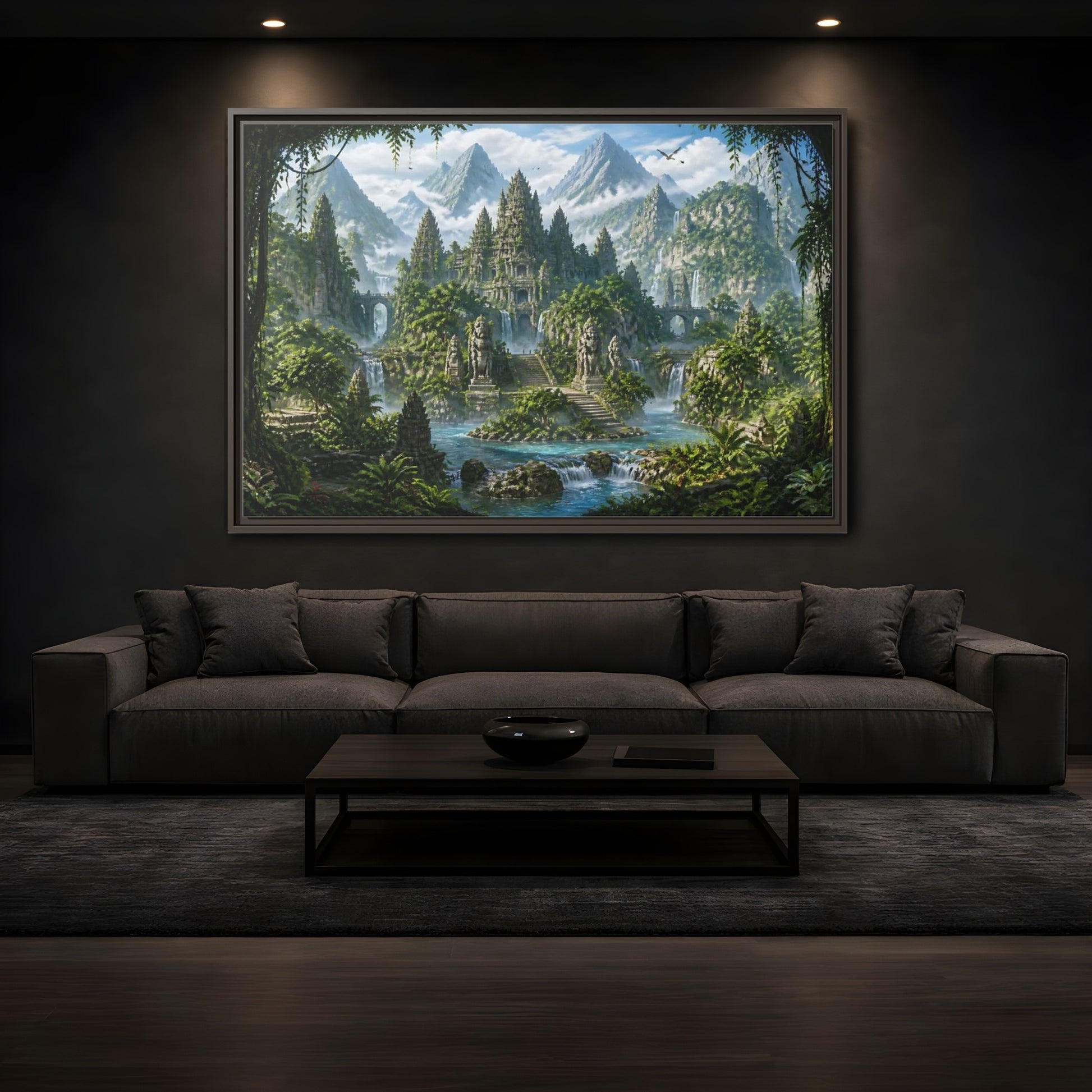 Mockup 3. Temple Of The Lost Kingdom shown as framed canvas print