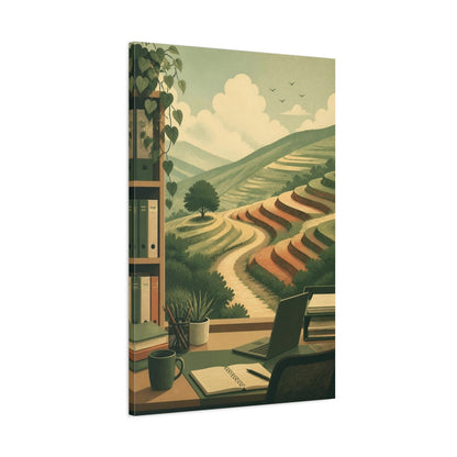 Main Mockup. Terraced Hills Office View shown as canvas print