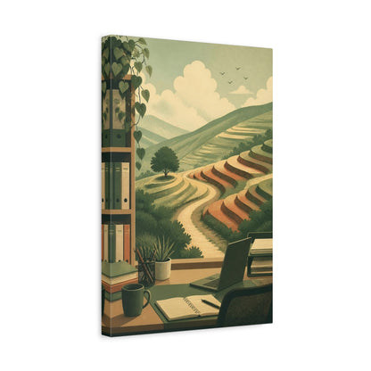 Side Mockup 4. Terraced Hills Office View shown as canvas print