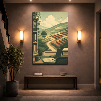 Mockup 2. Terraced Hills Office View shown as canvas print