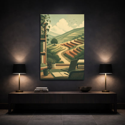 Mockup 3. Terraced Hills Office View shown as canvas print