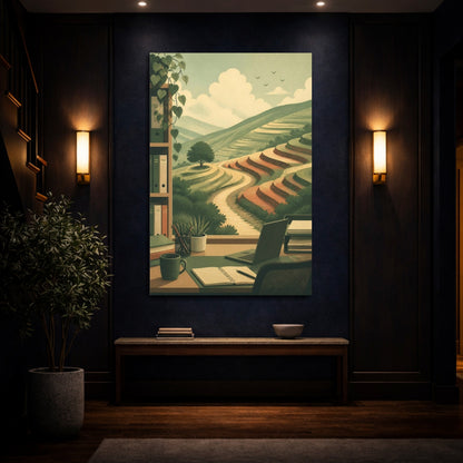 Mockup 4. Terraced Hills Office View shown as canvas print