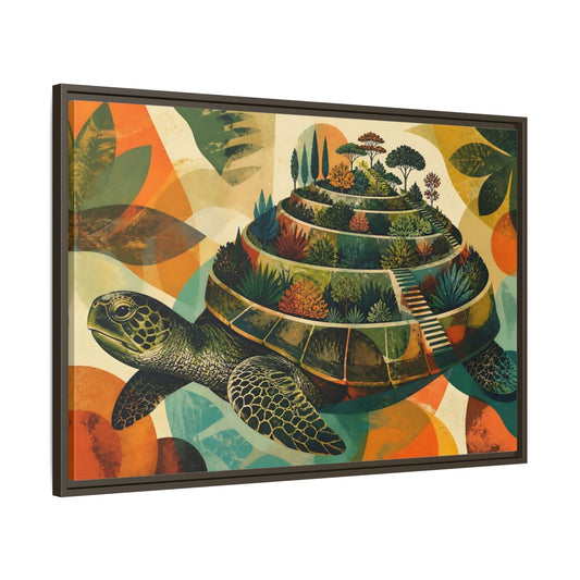 Main Mockup. Terraced Turtle Garden shown as framed canvas print