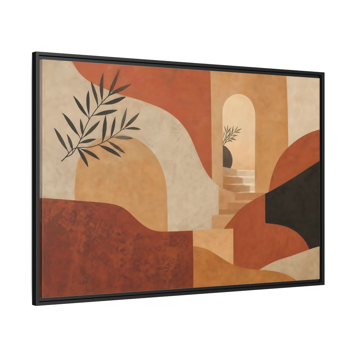 Side Mockup 12. Terracotta Archway Serenity shown as framed canvas print