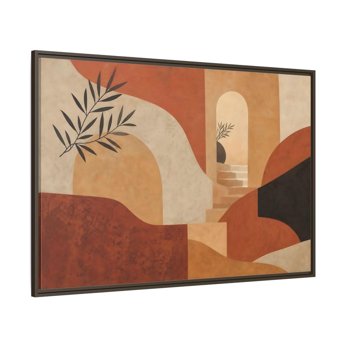 Side Mockup 8. Terracotta Archway Serenity shown as framed canvas print
