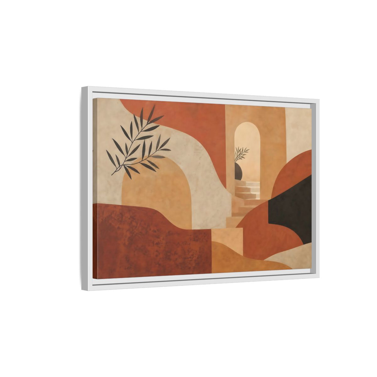 Side Mockup 1. Terracotta Archway Serenity shown as framed canvas print