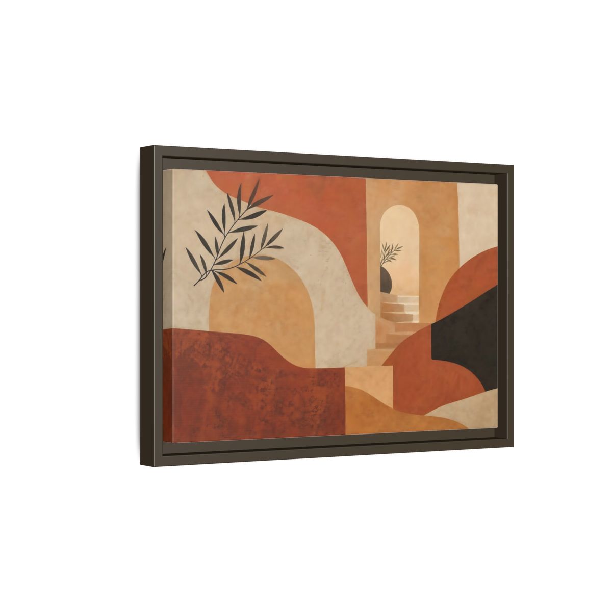 Side Mockup 5. Terracotta Archway Serenity shown as framed canvas print