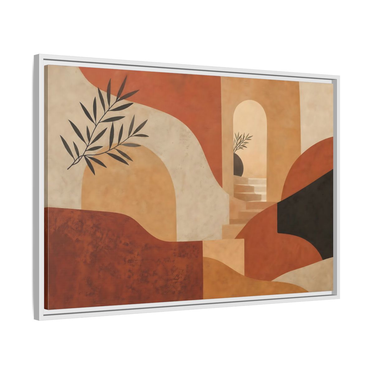 Side Mockup 9. Terracotta Archway Serenity shown as framed canvas print