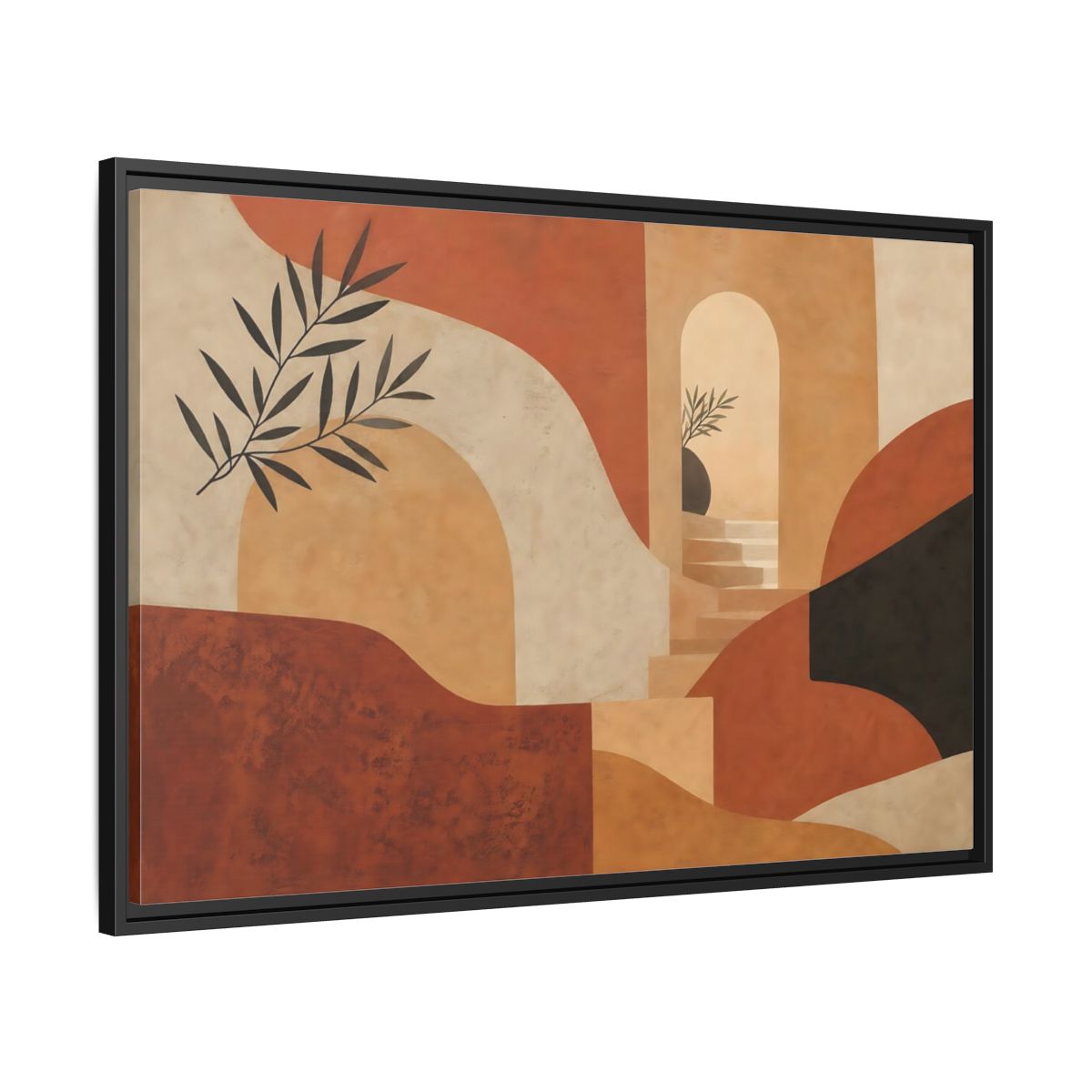 Side Mockup 13. Terracotta Archway Serenity shown as framed canvas print