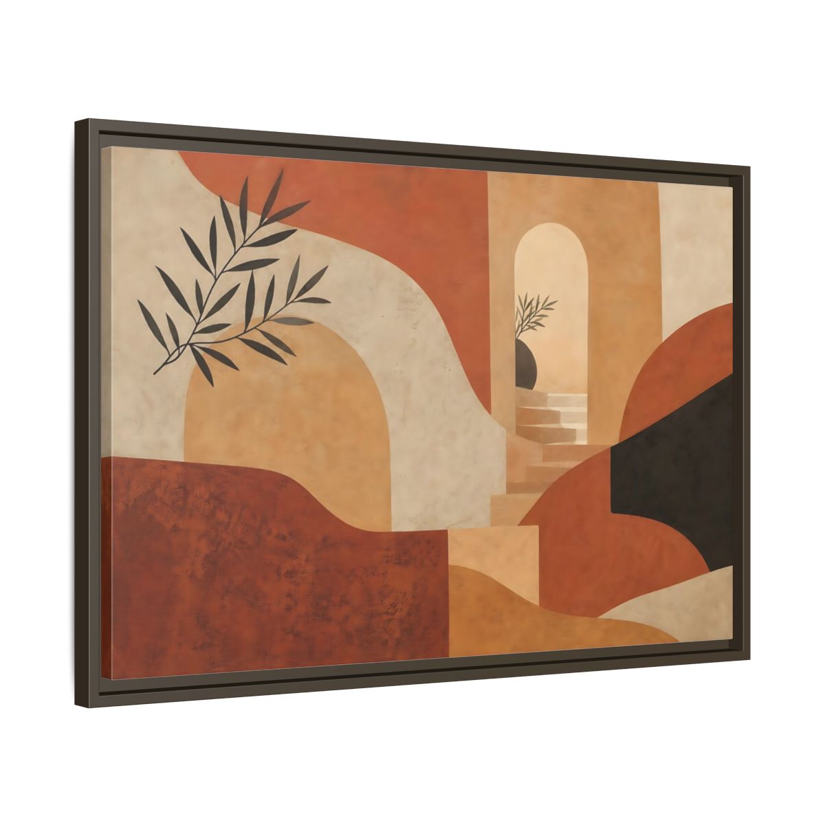 Side Mockup 11. Terracotta Archway Serenity shown as framed canvas print