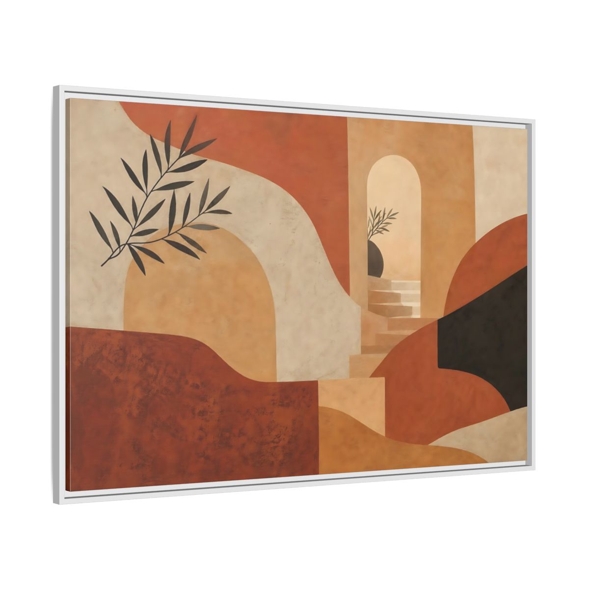 Side Mockup 7. Terracotta Archway Serenity shown as framed canvas print