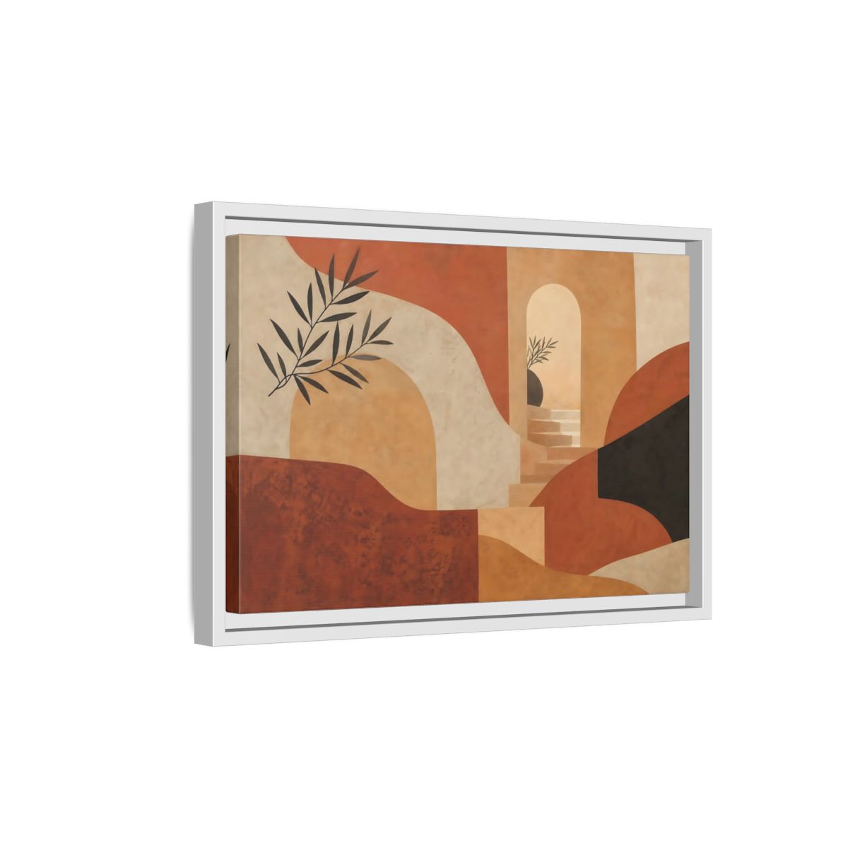 Side Mockup 4. Terracotta Archway Serenity shown as framed canvas print