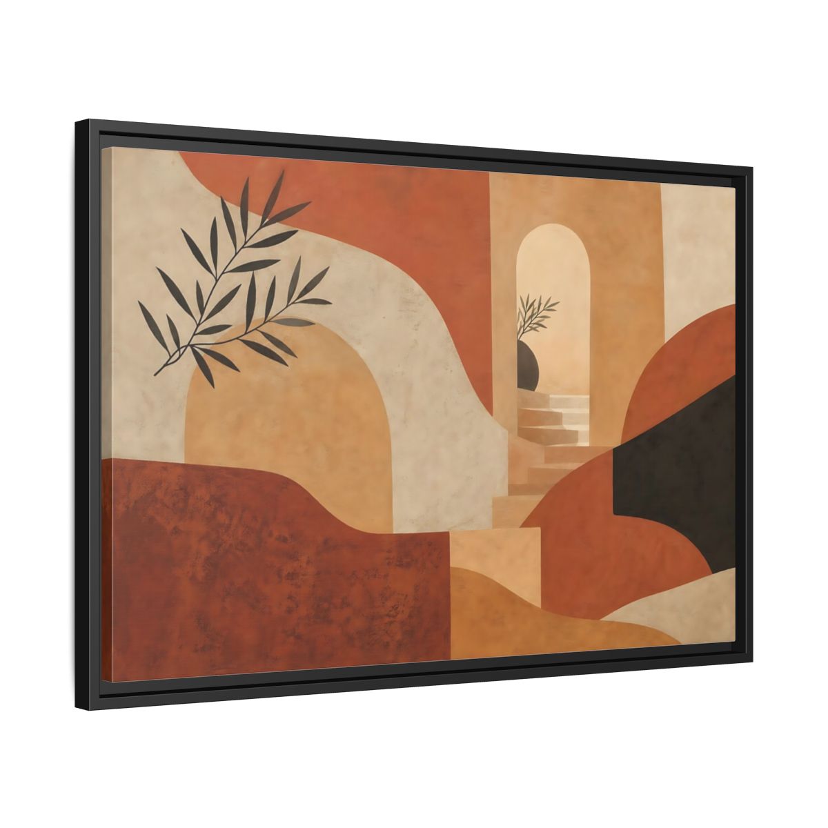 Side Mockup 14. Terracotta Archway Serenity shown as framed canvas print