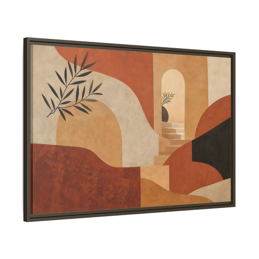 Main Mockup. Terracotta Archway Serenity shown as framed canvas print