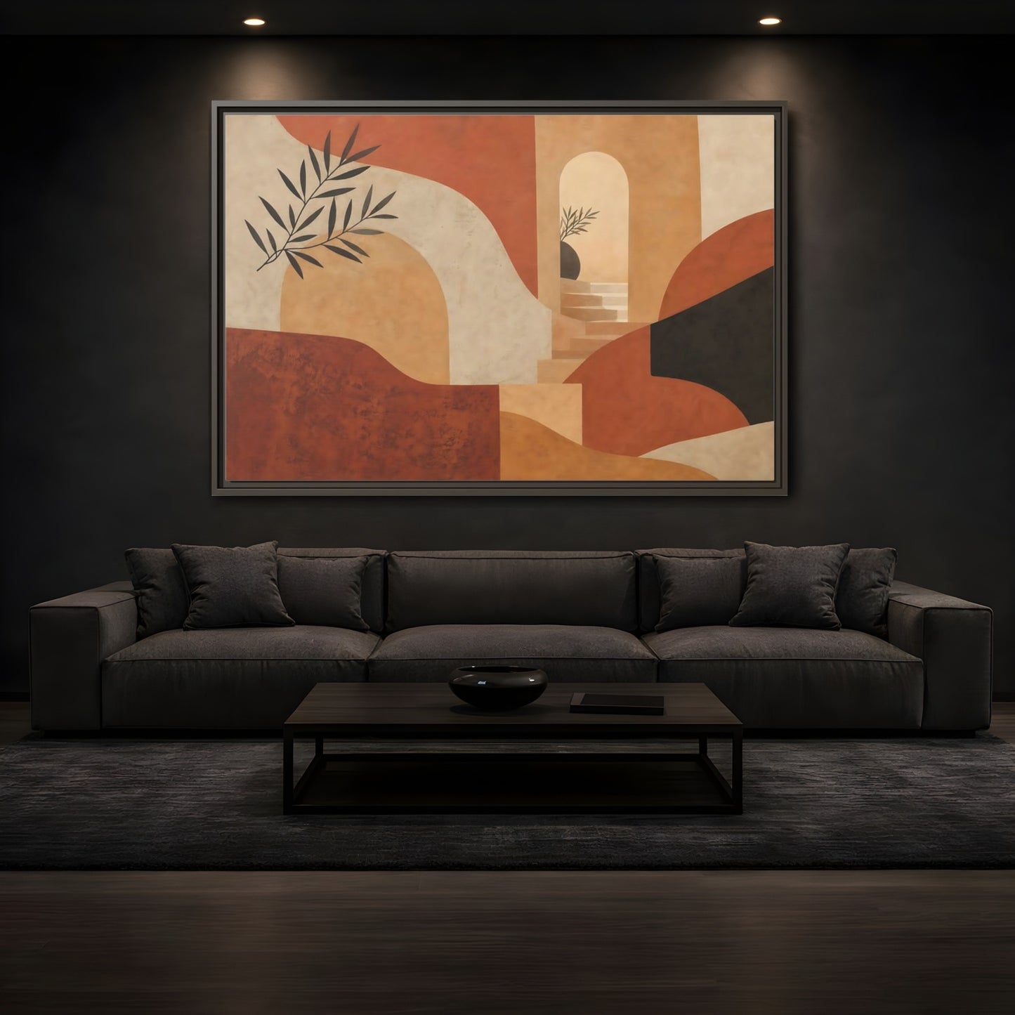 Mockup 3. Terracotta Archway Serenity shown as framed canvas print