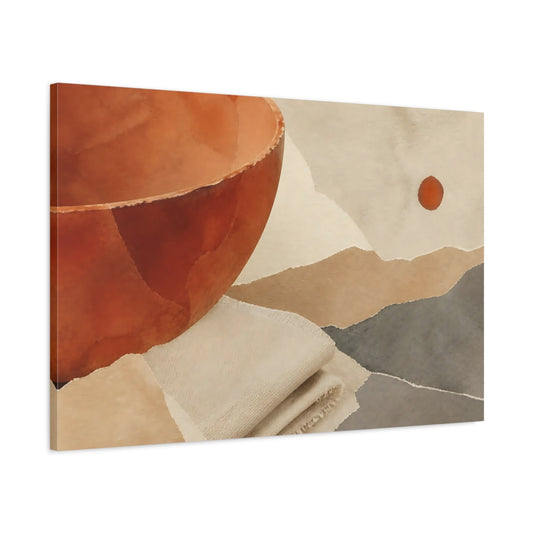 Main Mockup. Terracotta Bowl With Linen shown as canvas print