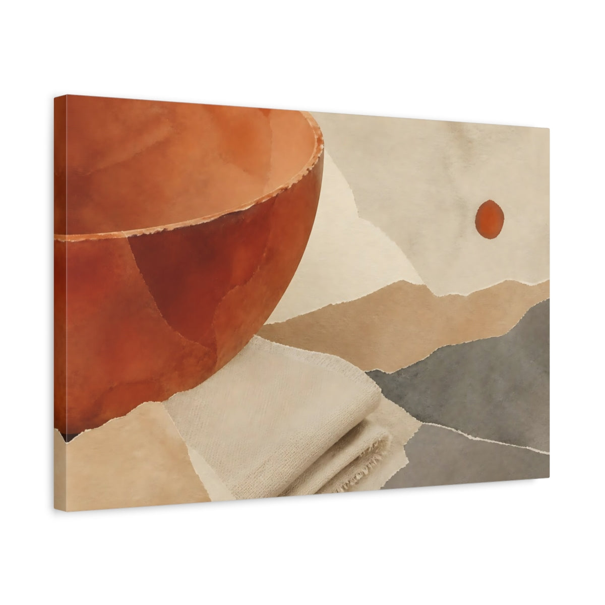 Side Mockup 3. Terracotta Bowl With Linen shown as canvas print