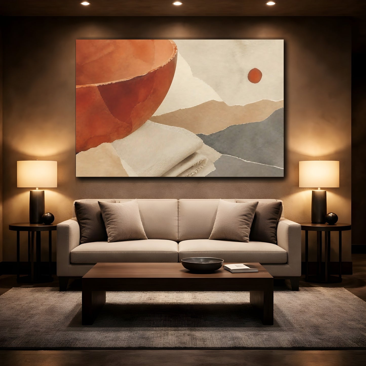 Mockup 2. Terracotta Bowl With Linen shown as canvas print