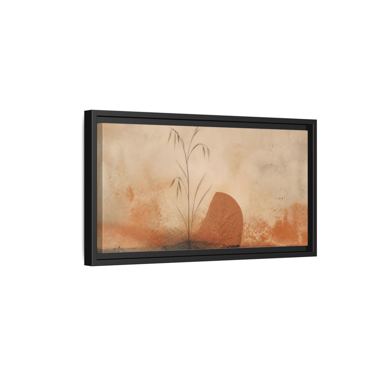 Side Mockup 8. Terracotta Grass & Leaf shown as framed canvas print