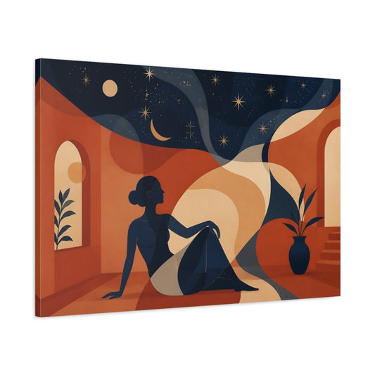 Main Mockup. Terracotta Night Reverie shown as canvas print