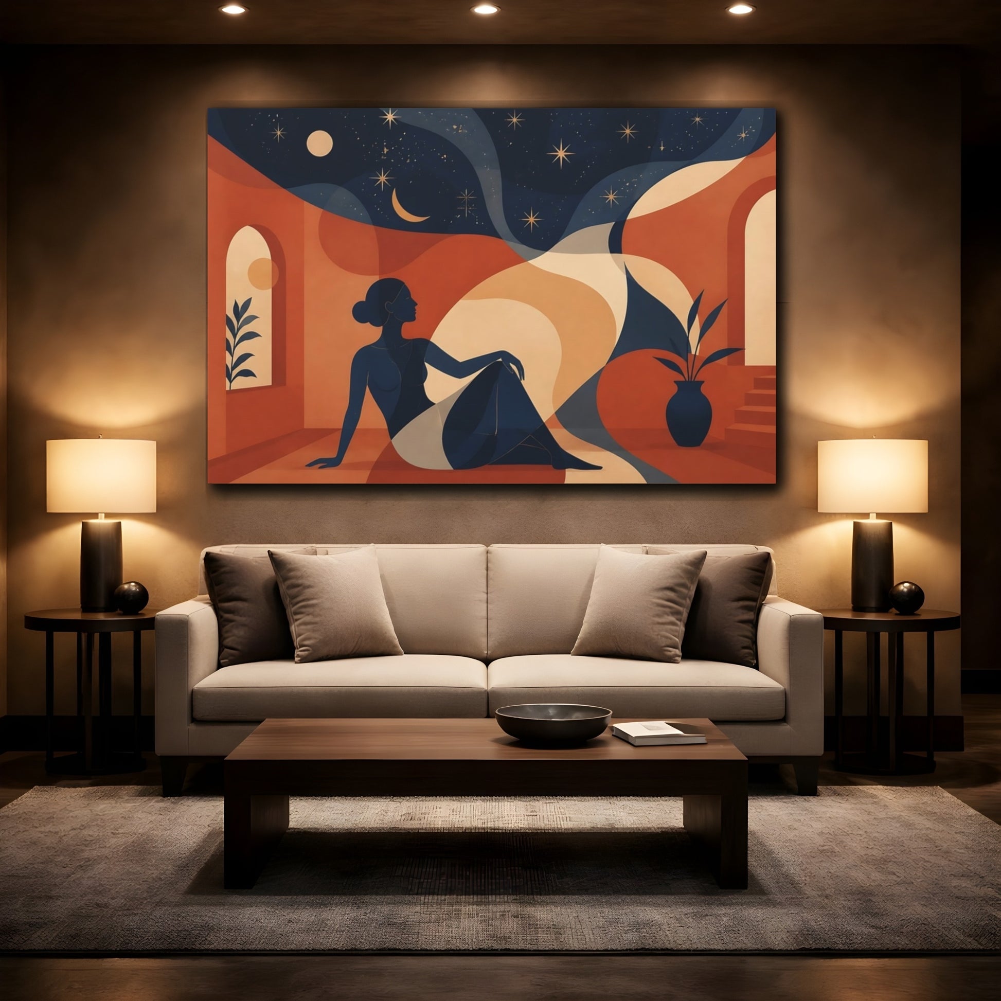 Mockup 2. Terracotta Night Reverie shown as canvas print