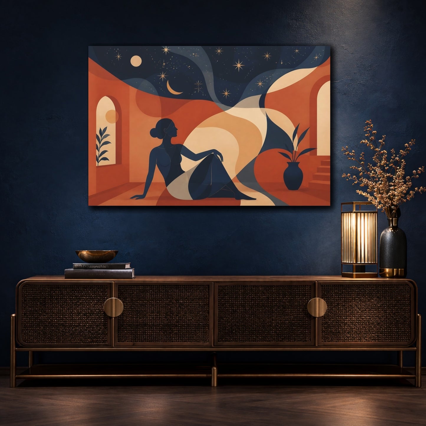 Mockup 4. Terracotta Night Reverie shown as canvas print
